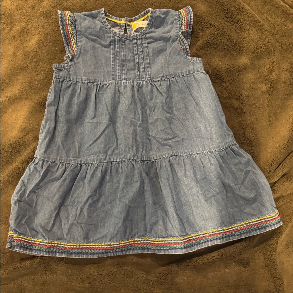 Mini Boden Blue Denim Dress with Colorful Trim